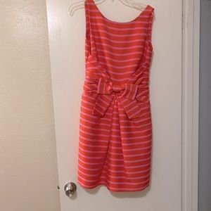 Kate Spade Jillian Orange and Pink Striped Dress with Bow Detail